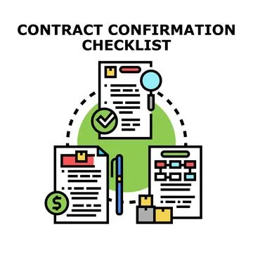 Contract confirmation checklist process and document verification Stock Illustration