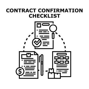 Contract confirmation checklist process and document verification Stock Illustration