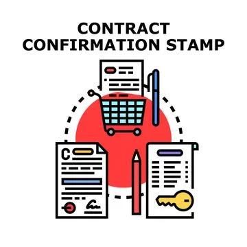 Contract confirmation purchasing agreement paperwork document Stock Illustration