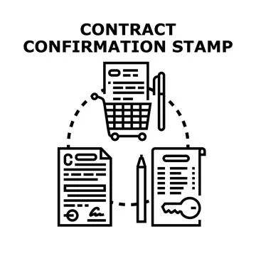 Contract confirmation purchasing agreement paperwork document Stock Illustration