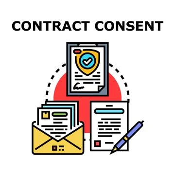 Contract consent document signing agreement concept Stock Illustration
