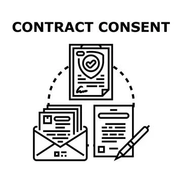 Contract consent document signing agreement concept Stock Illustration