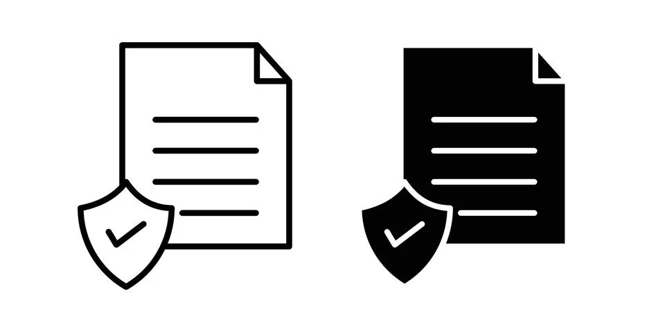 Contract coverage icon set modern line and solid style collection. Stock Illustration