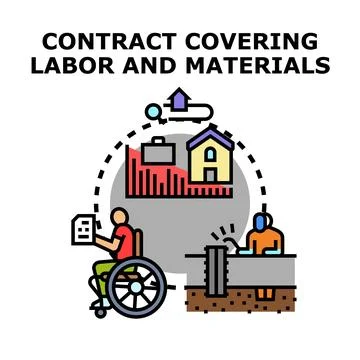 Contract covering labor and materials for construction industry Stock Illustration