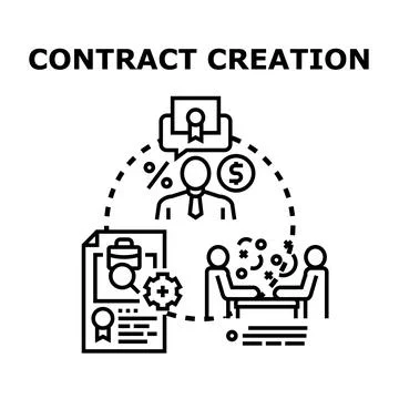 Contract creation process and business agreement concept イラスト素材