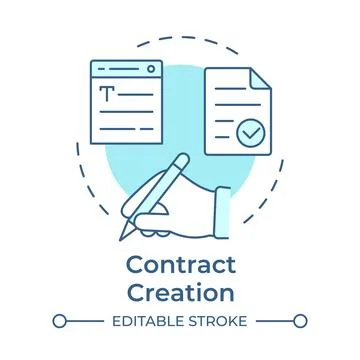 Contract creation soft blue concept icon Stock Illustration