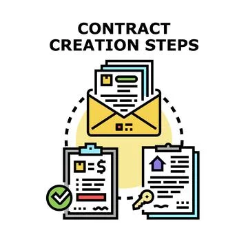 Contract creation steps business formation process Stock Illustration