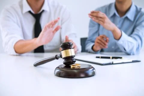 Contract decree of divorce (dissolution or cancellation) of marriage, husband Stock Photos