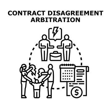 Contract disagreement arbitration concept resolving disputes Stock Illustration