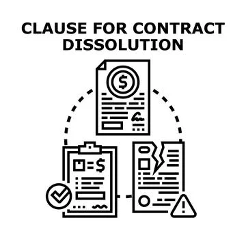 Contract dissolution clause agreement termination law concept Stock Illustration