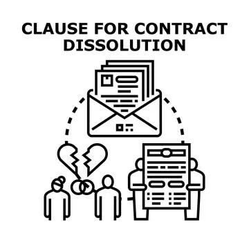 Contract dissolution clause with people and broken heart Stock Illustration