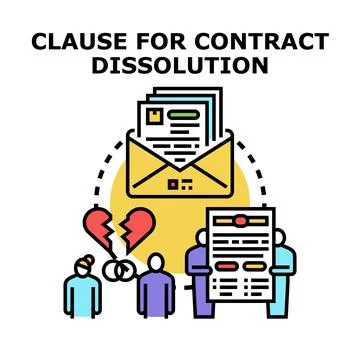 Contract dissolution clause with people and broken heart Stock Illustration