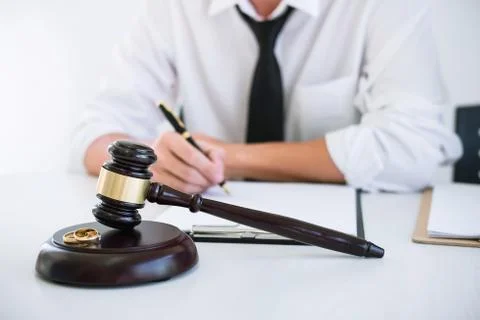 Contract of divorce (dissolution or cancellation) of marriage, husband during Stock Photos