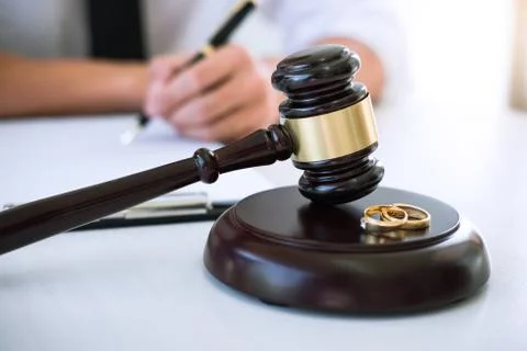 Contract of divorce (dissolution or cancellation) of marriage, husband during Stock Photos