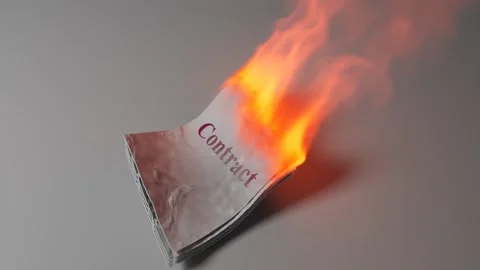 Contract Document Burning With Large Orange Visible Flames Видео 332748561