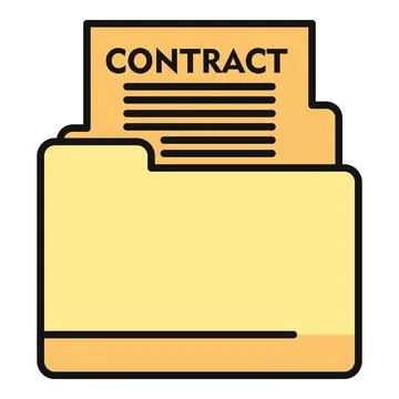 Contract document in file folder icon flat design Illustrazione stock