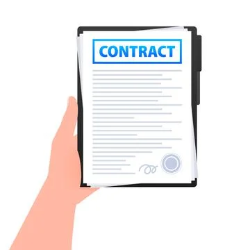 Contract document form. Sign contract. Vector illustration. 库存插图