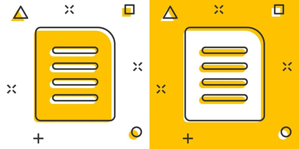 Contract document icon in comic style. Report folder stamp cartoon vector ill Stock Illustration
