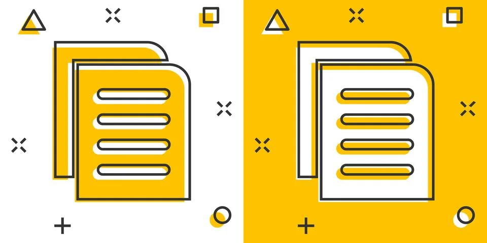 Contract document icon in comic style. Report folder stamp cartoon vector i.. Illustrazione stock