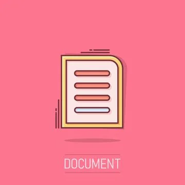 Contract document icon in comic style. Report folder stamp cartoon vector i.. Illustrazione stock