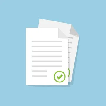 Contract document icon in flat style. Report folder stamp vector illustration Stock Illustration