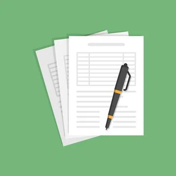 Contract document icon in flat style. Report folder stamp vector illustration Stock Illustration