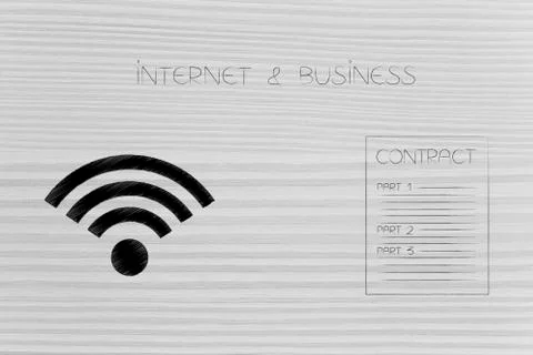 Contract document next to wifi icon Stock Illustration
