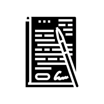 Contract document paper glyph icon vector illustration Stock Illustration