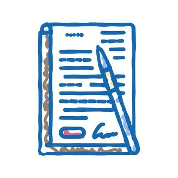 Contract document paper icon doodle illustration Stock Illustration