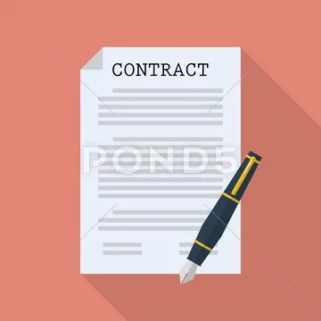 Contract document paper with pen Stock Illustration