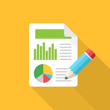 Contract document with pencil icon in flat style. Report vector illustration  Stock Illustration