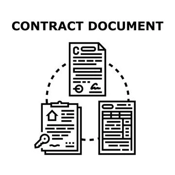 Contract document signing concept with property agreement 스톡 일러스트