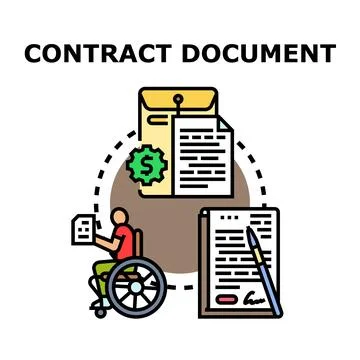 Contract document signing process with accessibility inclusion Stock Illustration