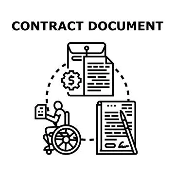 Contract document signing process with accessibility inclusion Stock Illustration