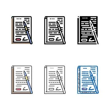 Contract document styles paper color icon vector Stock Illustration