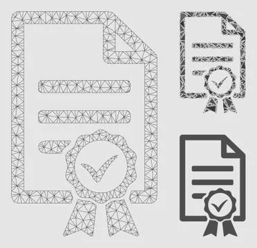 Contract Document Vector Mesh 2D Model and Triangle Mosaic Icon Stock Illustration