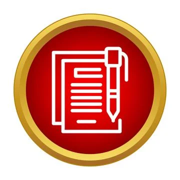 Contract document writing with pen icon 스톡 일러스트