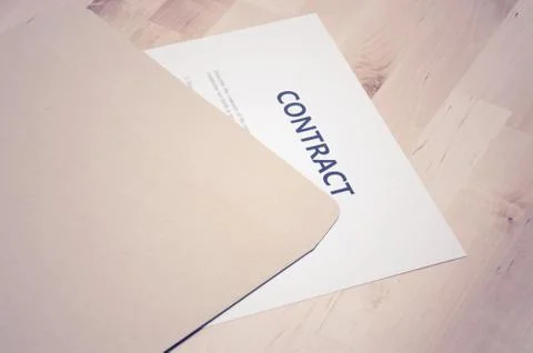Contract documents and document envelope : Business concept Stock Photos