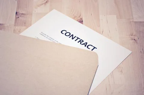 Contract documents and document envelope : Business concept Stock Photos