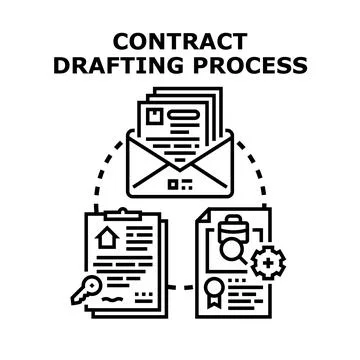 Contract drafting process and legal documentation Stock Illustration