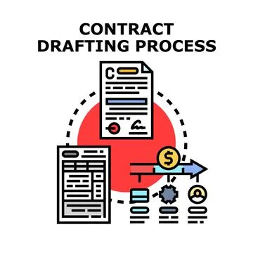 Contract drafting process icon illustrating agreement stages 스톡 일러스트