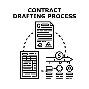 Contract drafting process icon illustrating agreement stages 스톡 일러스트