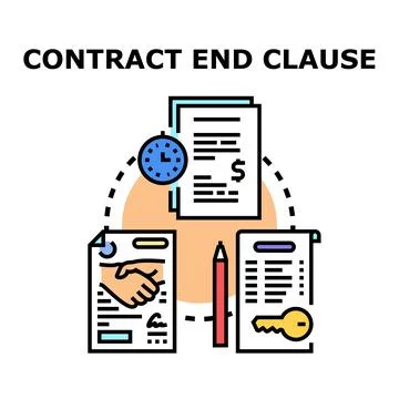 Contract end clause concept with papers and pencil Stock Illustration