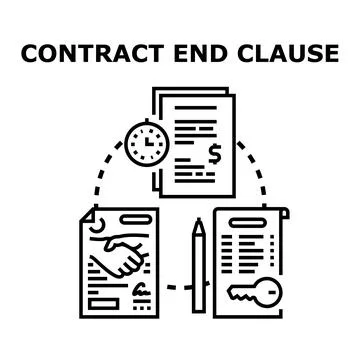 Contract end clause concept with papers and pencil Stock Illustration