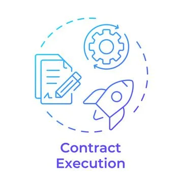 Contract execution blue gradient concept icon Иллюстрация