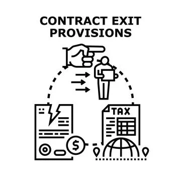 Contract exit provisions concept with breaking agreement Stock Illustration