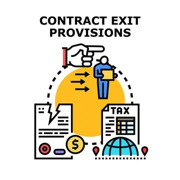 Contract exit provisions concept with breaking agreement Stock Illustration