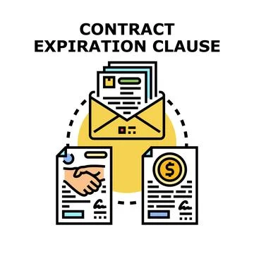 Contract expiration clause document ending agreement data Stock Illustration