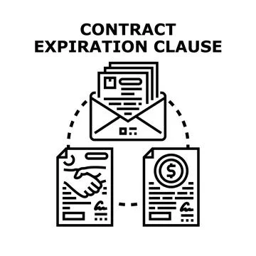 Contract expiration clause document ending agreement data Stock Illustration
