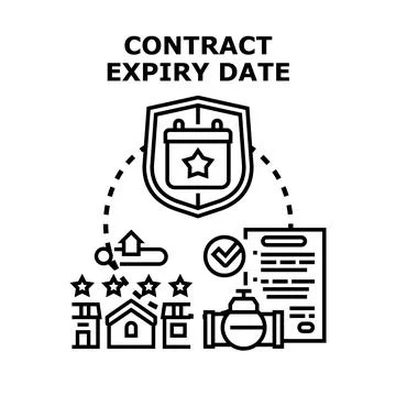 Contract expiry date concept with calendar and real estate Stock Illustration